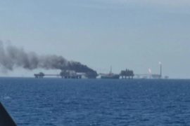  Cinco lesionados dejó incendio en plataforma petrolera en el Golfo de México