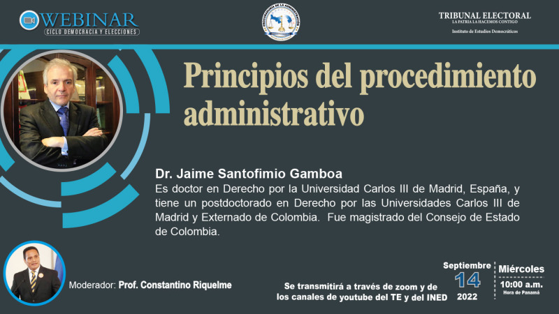 Principios del procedimiento administrativo, próximo webinar organizado por el INED