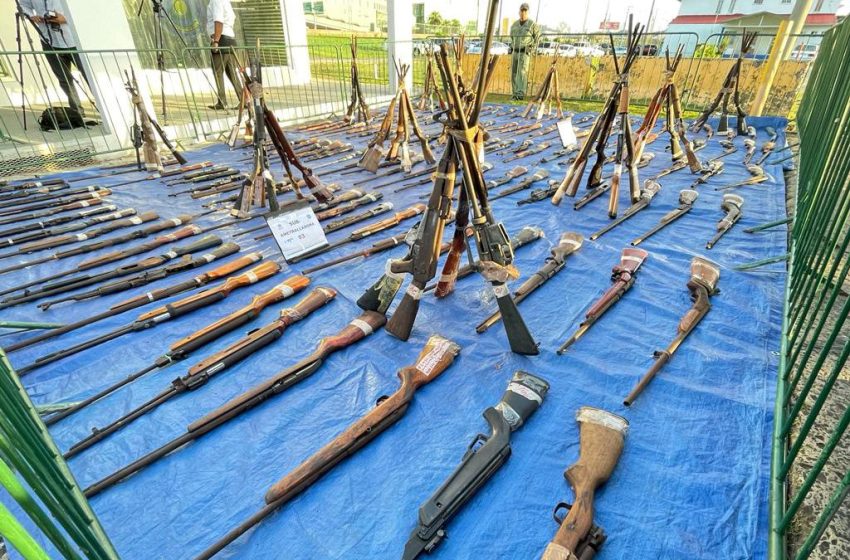  Más de 500 armas de fuego fueron destruidas durante una ceremonia en la Policía Nacional