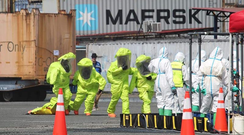  Bomberos, policías y militares de 12 países participan en simulacro sobre fuga de gas tóxico