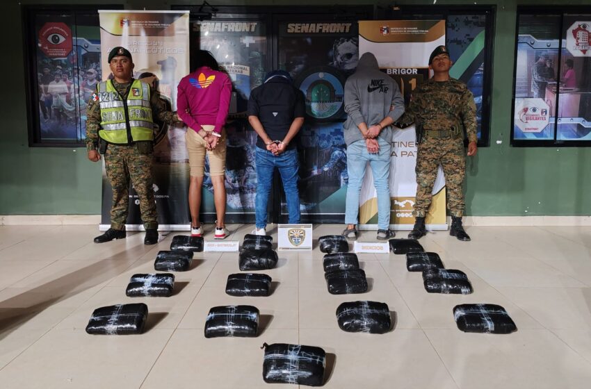 Tres aprehendidos y presunta marihuana incautada en operativo antinarcóticos en Agua Fría, Darién