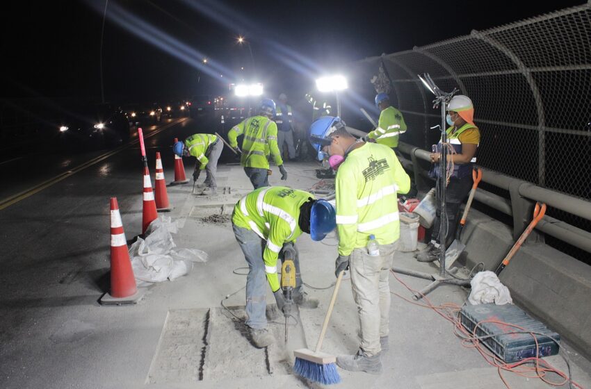 Avanzan los trabajos nocturnos de rehabilitación en el Puente de las Américas
